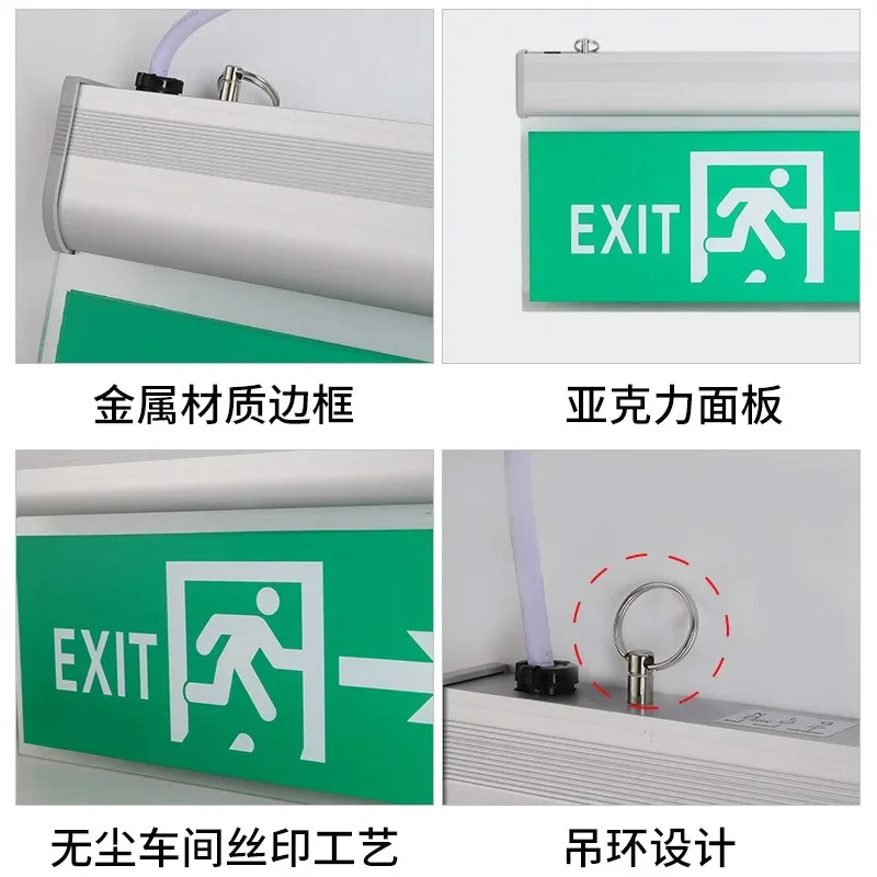 

Exit Led Light Ac220v Green Exit Emergency Light Fire Sign Indicator Warning Lamp for Bulb Hotel Mall School Public Place