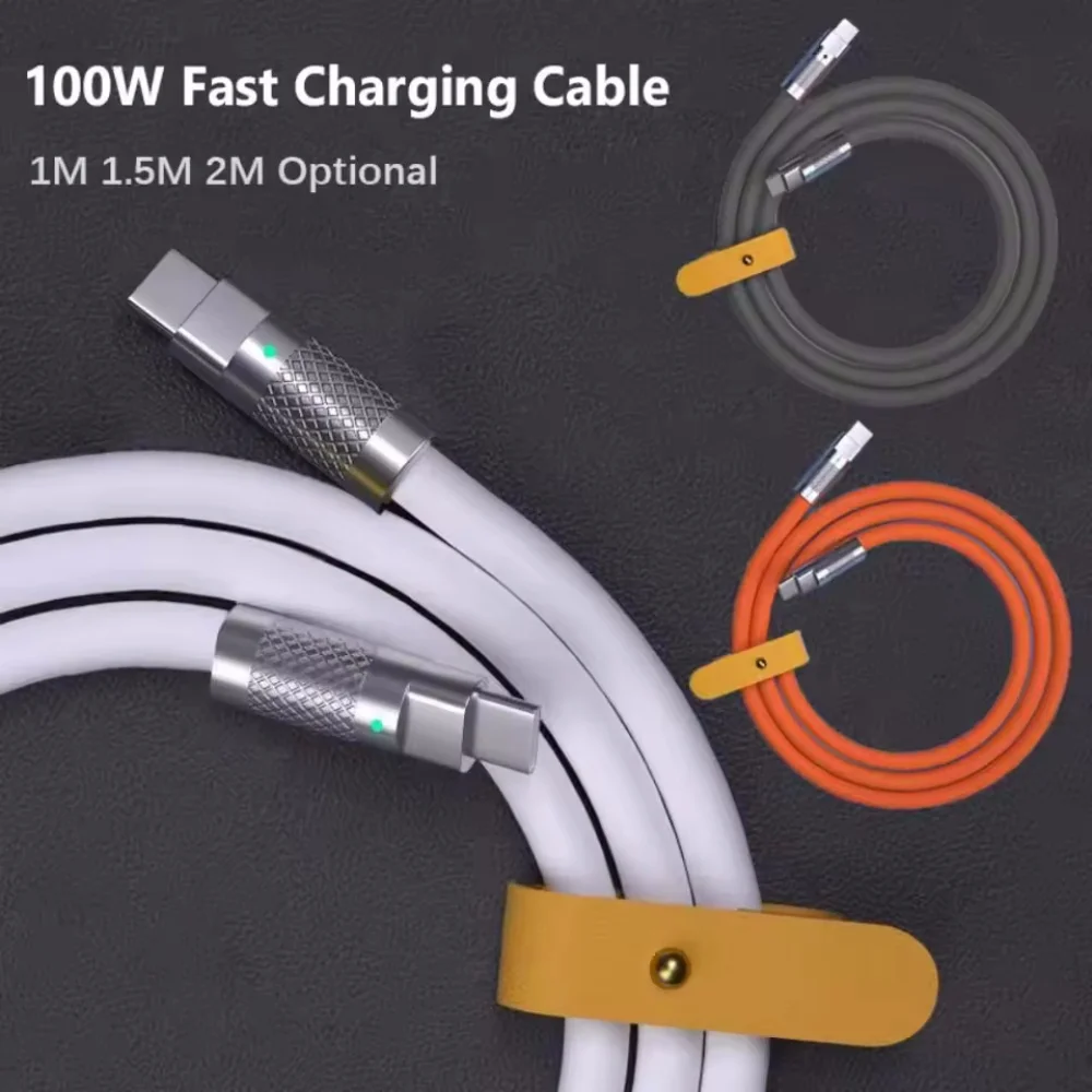New 120w 6A Super Fast Charge PD Type C Liquid Silicone Cable Quick Charge 1M 1.5M 2M Usb Cable Usb C to C Charger Cable