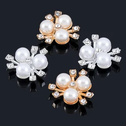 20pcs Imitation Pearl Flower Rhinestone Hair Clip Hairband Headdress Clothing Buckle Jewelry Making Accessories DIY Wholesale