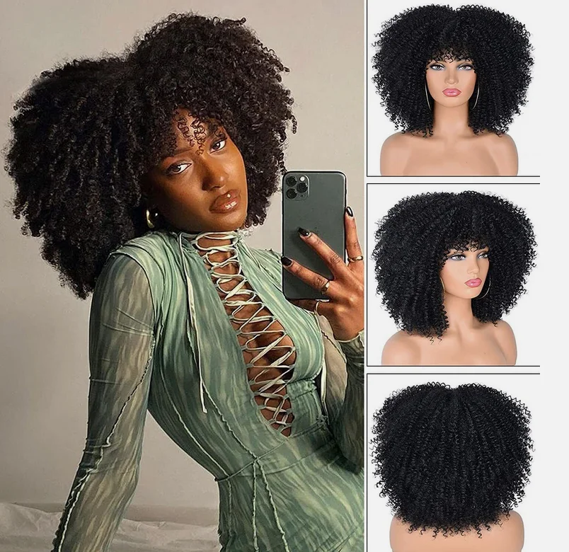 Commentaires sur nos suggestions | Voir toutes les perruques bouclées noires pour les femmes noires, perruque courte Afro Big Curly avec