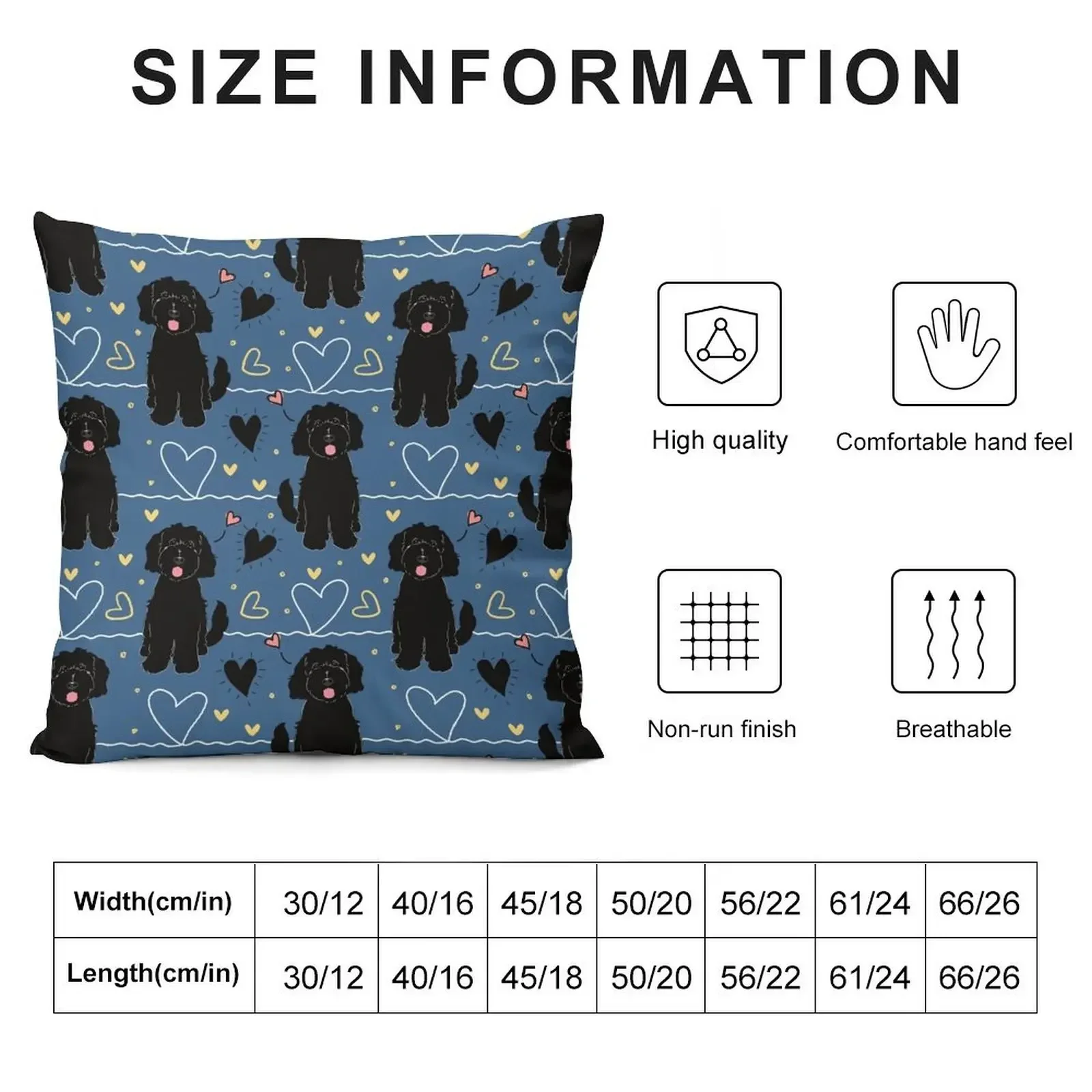 LOVE Black Goldendoodle Dog Throw Pillow Sitting Cushion Pillowcase Luxury Cushion Cover pillow