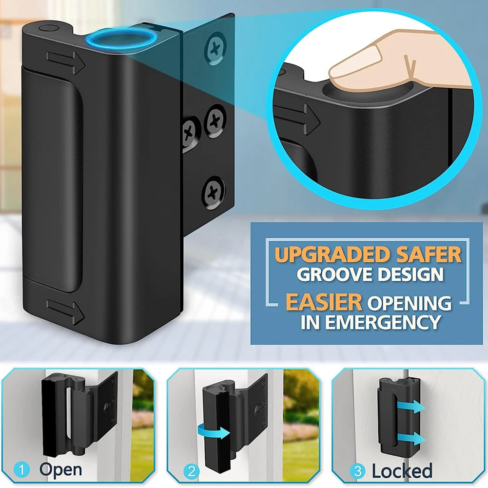 Home Security Door Lock Aluminum Alloy Anti-theft Door Lock Childproof Reinforcement Safety Latch 800Lbs Door Reinforcement Lock