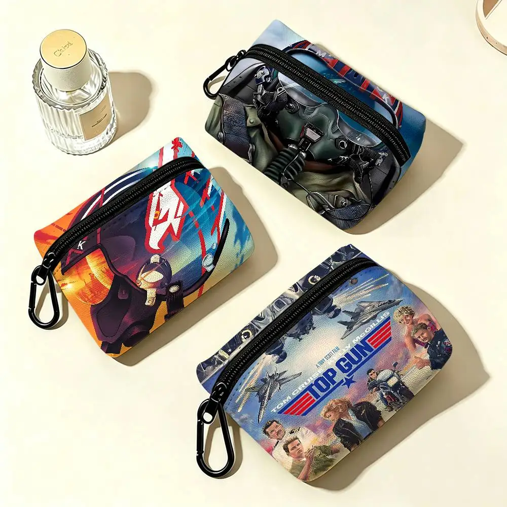 2022 Top Gun Maverick Modern White Oxford Cloth Zipper Coin Purse Lightweight Hanging Key Pouch Card Holder For Daily Use
