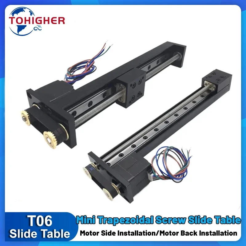 

YUN DUAN T-type Linear Rail Stage Mini Motorized Synchronous Belt Sliding Table Linear Guide Rail Table Motor Side/ Back Mounted