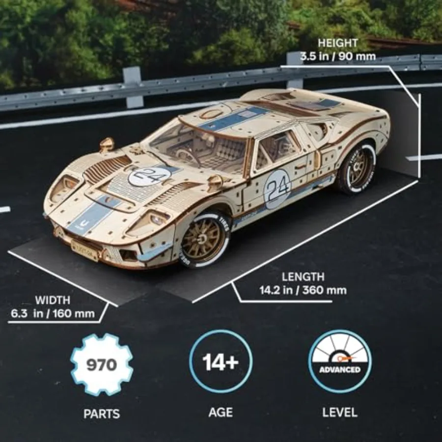 24 Puzzles de madera 3D Endurance Racer para adultos - Kits de coches modelo DIY Rompecabezas 3D, kits de modelos mecánicos de madera para adultos para construir
