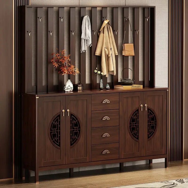 New Chinese shoe cabinet, integrated seat with hanger at the door of the home, entrance to the living room, partition, and entra