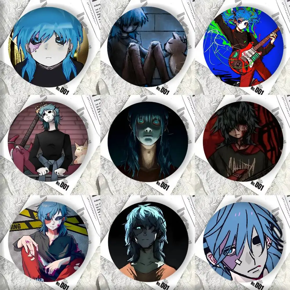Cartoon Game Anime S-Sally F-Face Manga Badge Tinplate Round Laser Brooch Clothes Backpack Accessories Lapel