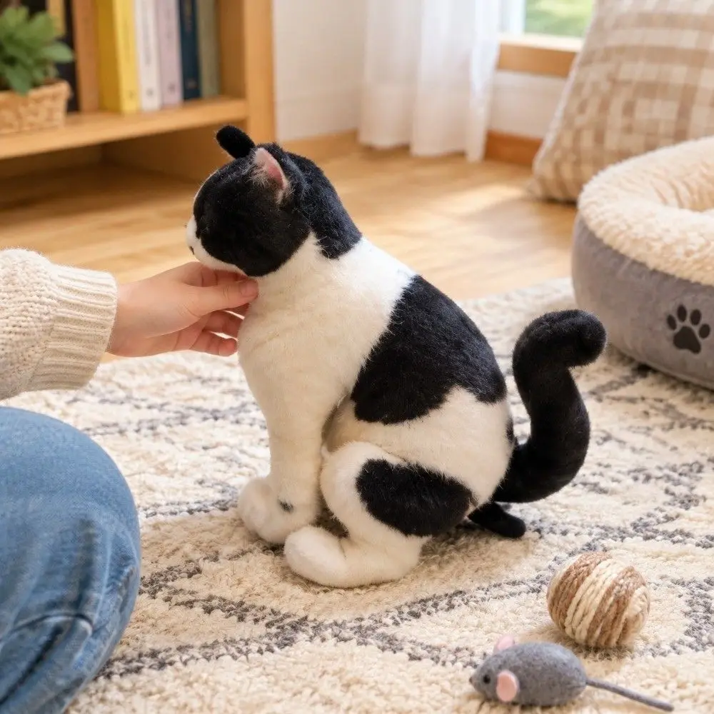 Simulation Design Cat Plush Charm Compact PP Cotton Filled Abstract Cat Doll Hanging Ring Soft Plush Kawaii Plush Pendant