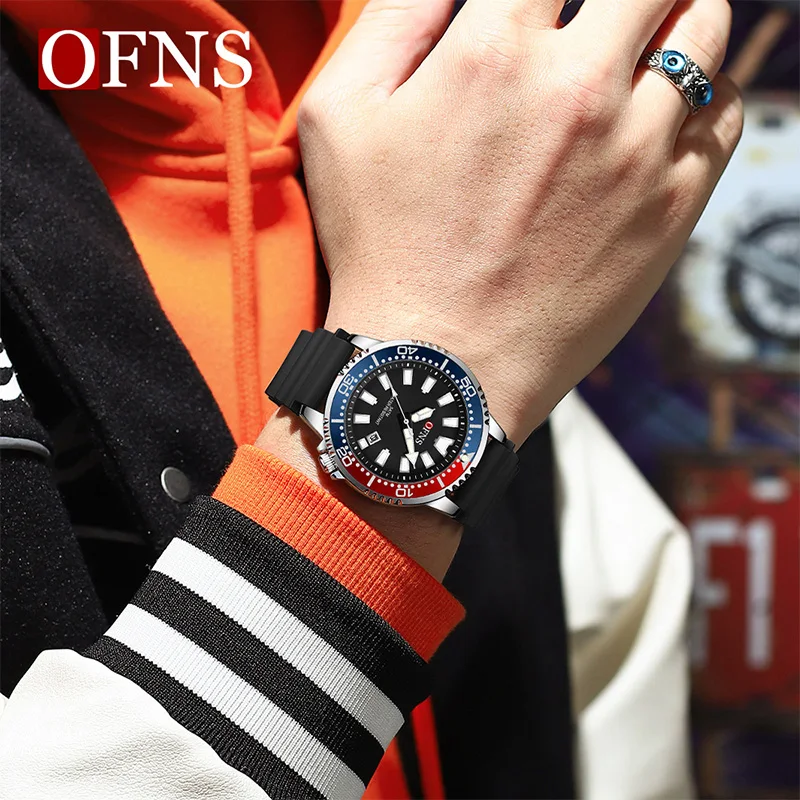 OFNS New Fashion Luxury Men's Quartz Watch For Men 50M Waterproof Calendar Luminous Watches Men's Quartz Wristwatch Gift Give
