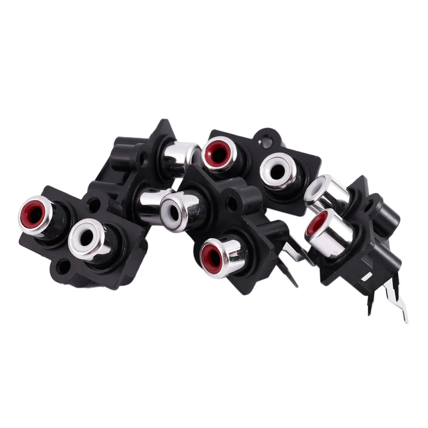A08I 5pcs PCB Mount 2 Position Stereo Audio Video Jack RCA Female Connector