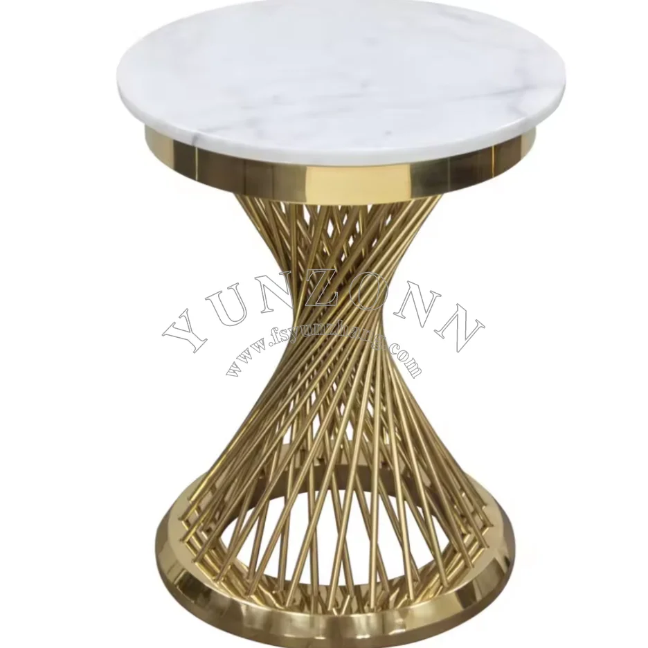 Luxury Gold Stainless Steel Cake Stand Table with Mirror Glass Top for Wedding & Party Home & Apartment Dining Furniture