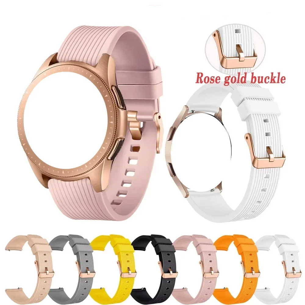 20 مللي متر سيليكون حزام لسامسونج غالاكسي Watch7 6 5 4 40 44 مللي متر معصمه نشط 2 40 44 مللي متر الكلاسيكية 42 46 مللي متر ارتفع الذهب مشبك سوار