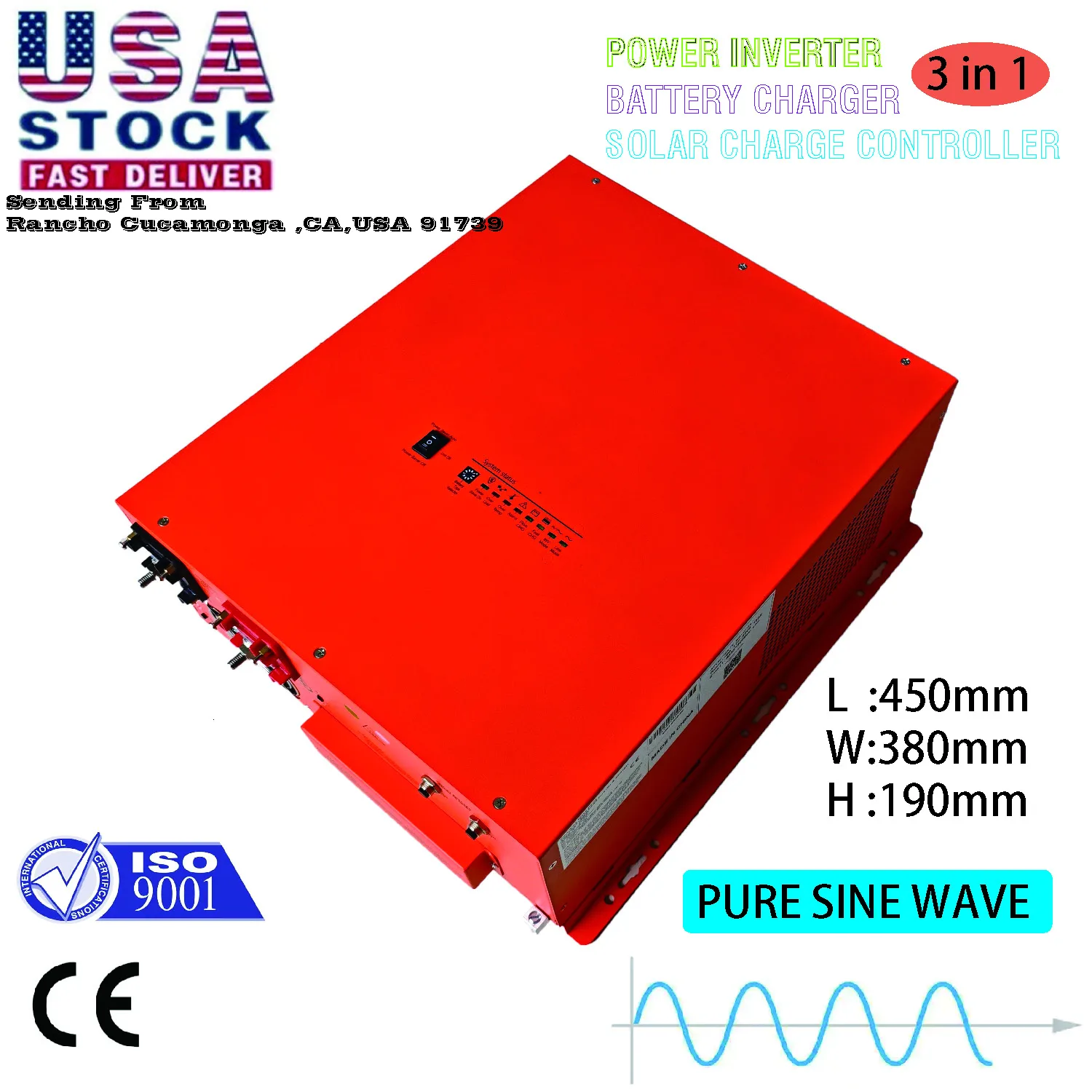 4000W 48V 120V Hybrid Power Inverter 40A Battery Charger 60A PV MPPT 3-in-1 Single Phase Pure Sine Wave Off-Grid Inverter