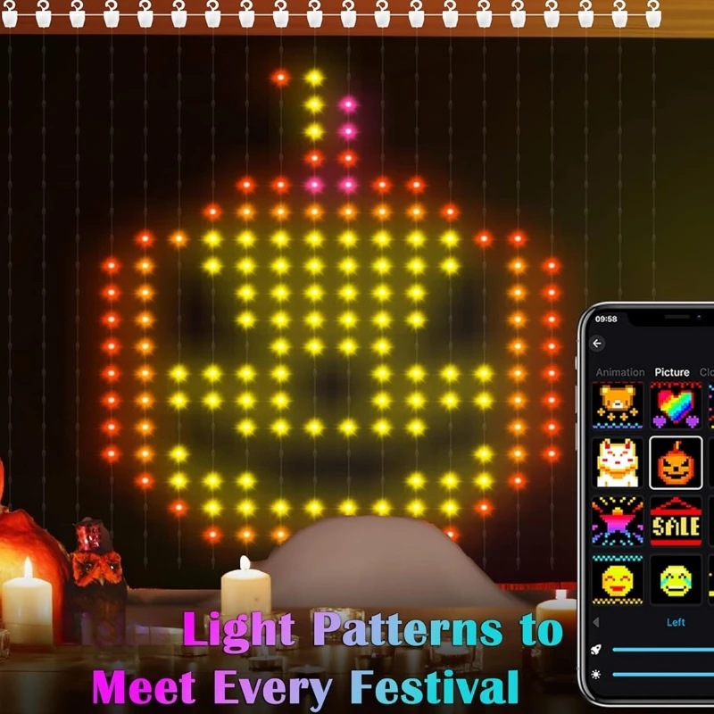 ไฟม่าน LED อัจฉริยะ 400 ดวง ควบคุมด้วยเสียงเพลง สร้างบรรยากาศ เหมาะสำหรับตกแต่งฉากหลังม่านในเทศกาลคริสต์มาส