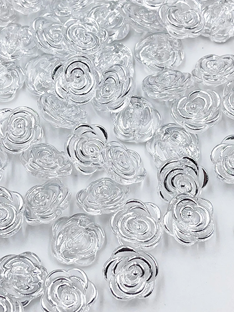 50/100 قطعة ملابس نمط الورد الفضي DIY بها بنفسك أزرار الراتنج الخياطة سكرابوكينغ PT383 #2