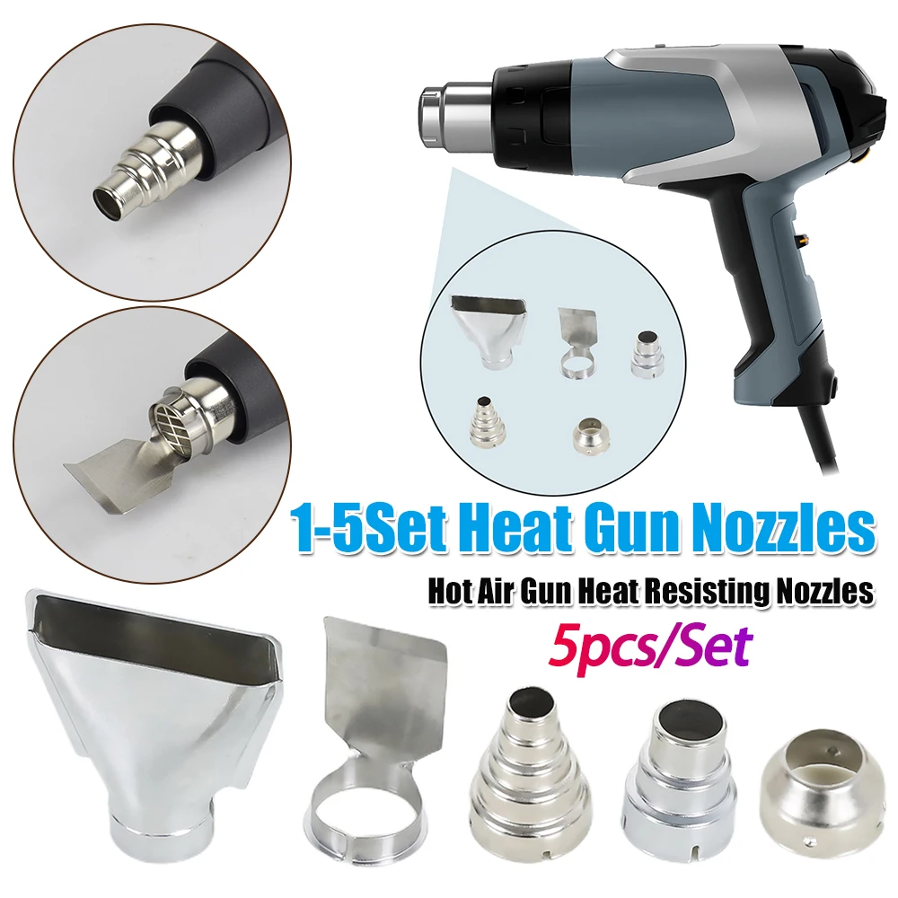 5pcs/Set Heat Gun Nozzles 35mm Diameter Fast Heating Heat Blower Nozzles Stainless Steel for Soldering Station Nozzle Tool