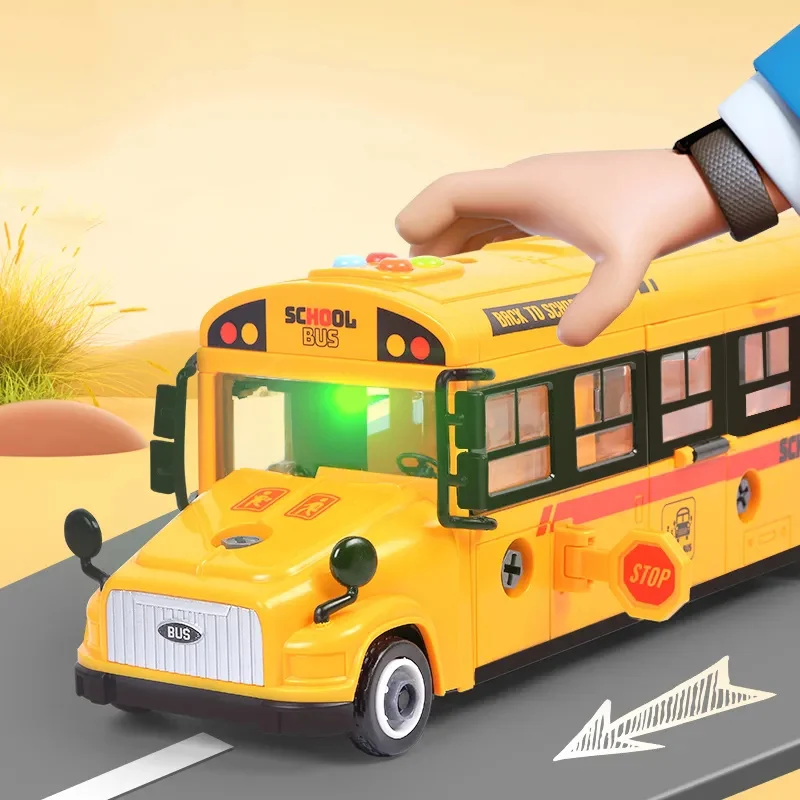 Simulation Large Inertia School Bus Toy Bus School Bus Bus Model Light Car Toy Children's Educational Interactive Toy Boy Gifts