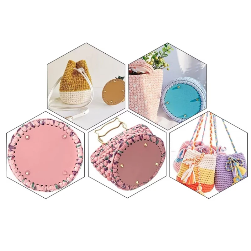 

Knitted Bag Round Bottom PU Leather Bag Bottom Handmade Bottom With Holes DIY Crochet Bag Bottom Accessories