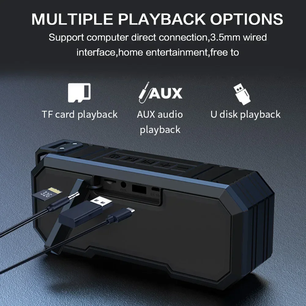 Wireless Portable TWS Stereo Speaker Bluetooth Bass IPX7 Waterproof 12H Playtime FM Radio Flashlight view 5