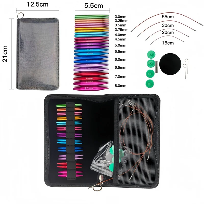 A59E-Mini 5.5 سنتيمتر الألومنيوم التعميم إبر الحياكة مجموعة كم طوق إبرة للإزالة حلقة إبرة مجموعة الخياطة