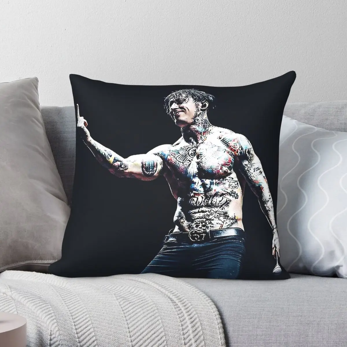Ronnie Radke Middle Finger Square Pillowcase Polyester Linen Velvet Creative Decorative Throw Pillow Case Sofa Cushion Cover