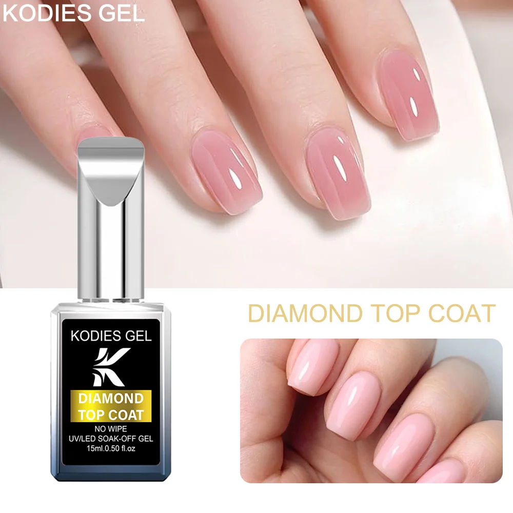 KODIES GEL diamant couche de finition nouvelle formule résistance aux rayures couche de finition sans lingette Gel UV Vernis à ongles Vernis Semi permanent UV Gellak