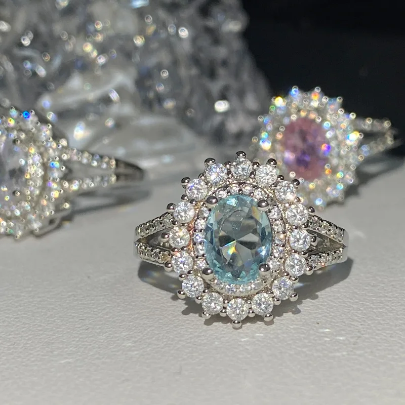 MDLFES Mo!ssan الماس نمط الزبرجد عباد الشمس الدائري الخفيفة الفاخرة قسط كامل الماس Cuic زهرة الدائري #4