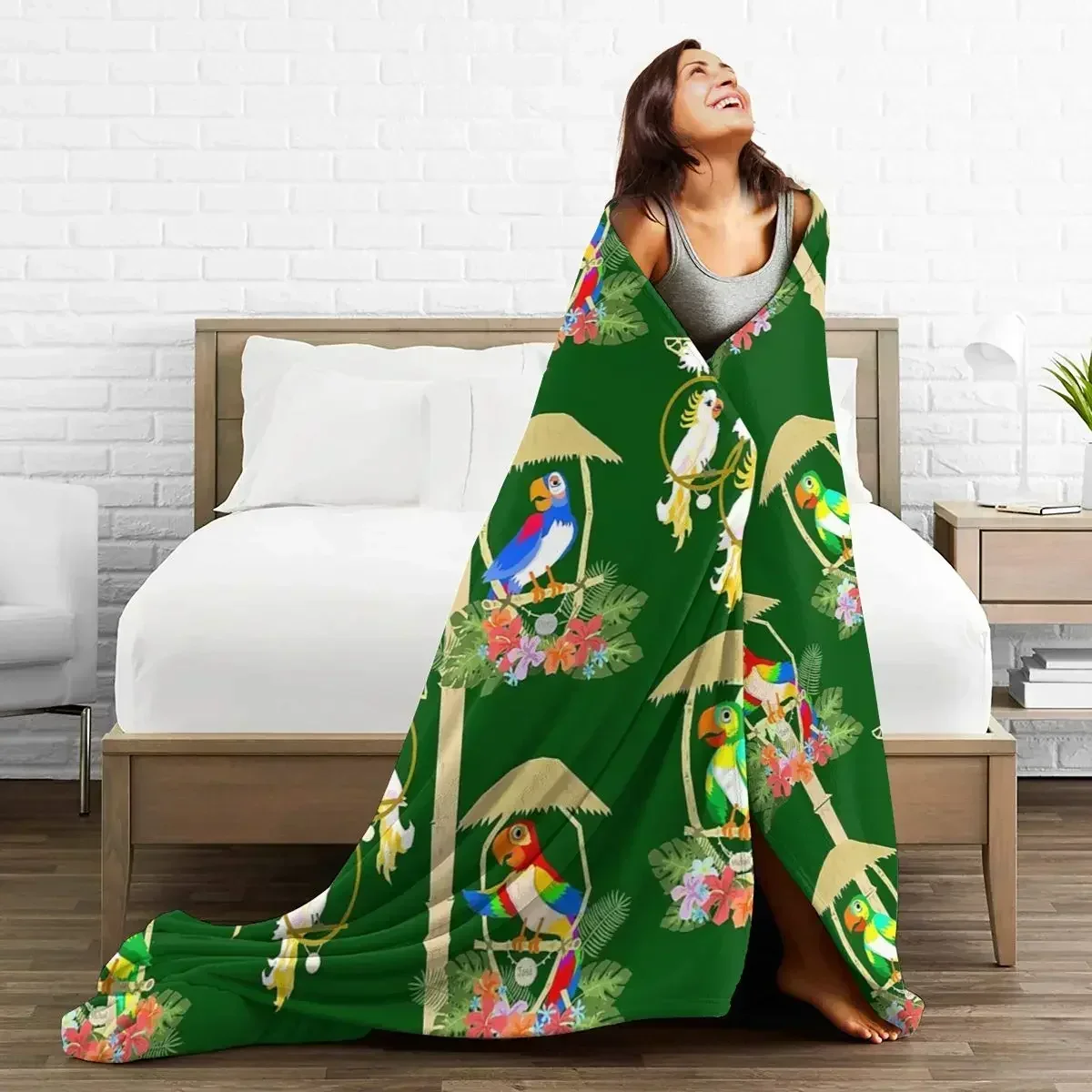 Room Birds Blanket Soft Warm Flannel Throw Blanket Bedding for Bed Living room Picnic Travel Home Couch 100X120CM