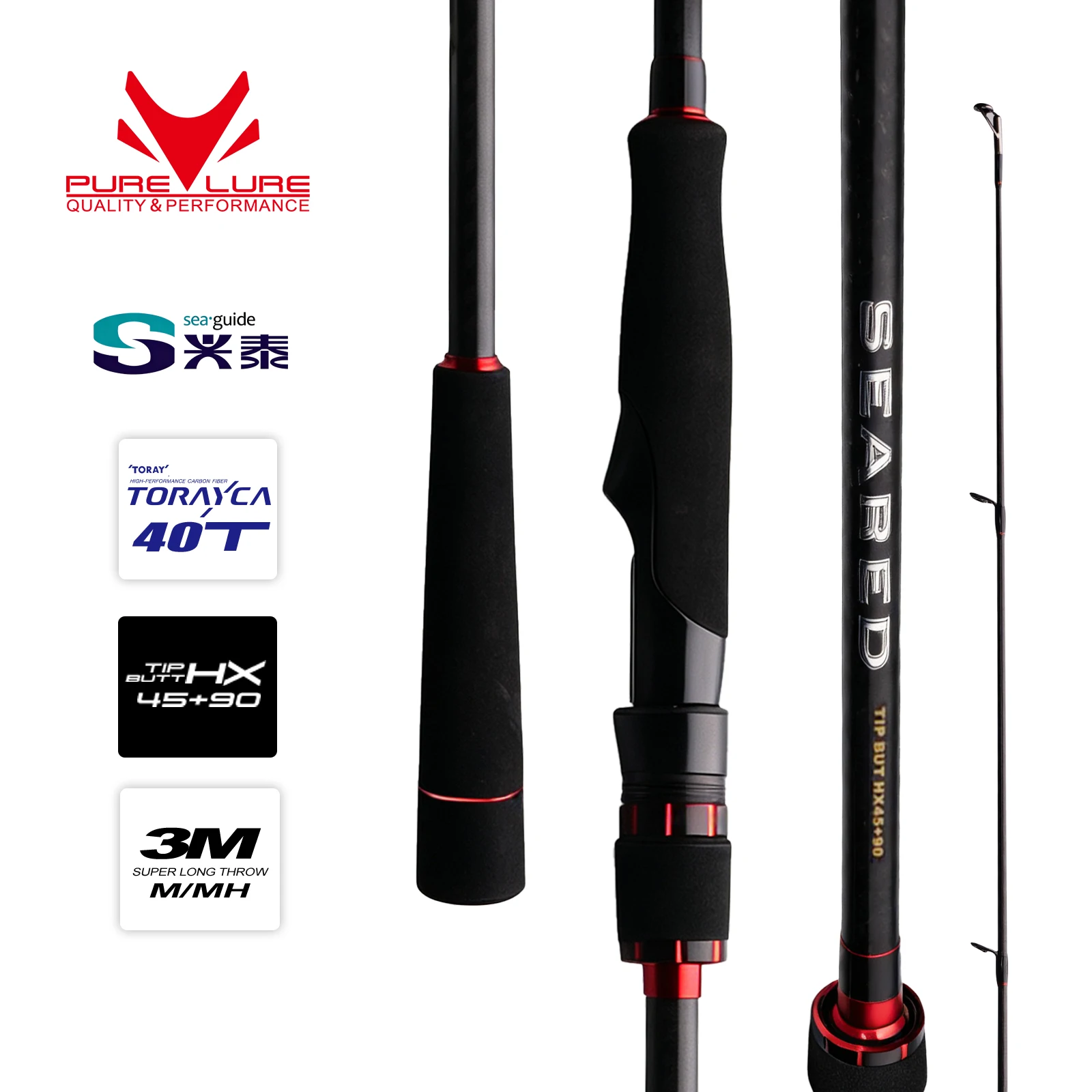 PURELURE 2.7m 3.0m M MH Spinning Rod For SeaBass High Carbon Long Throwing Fishing Rod In Plus Spinning Reel
