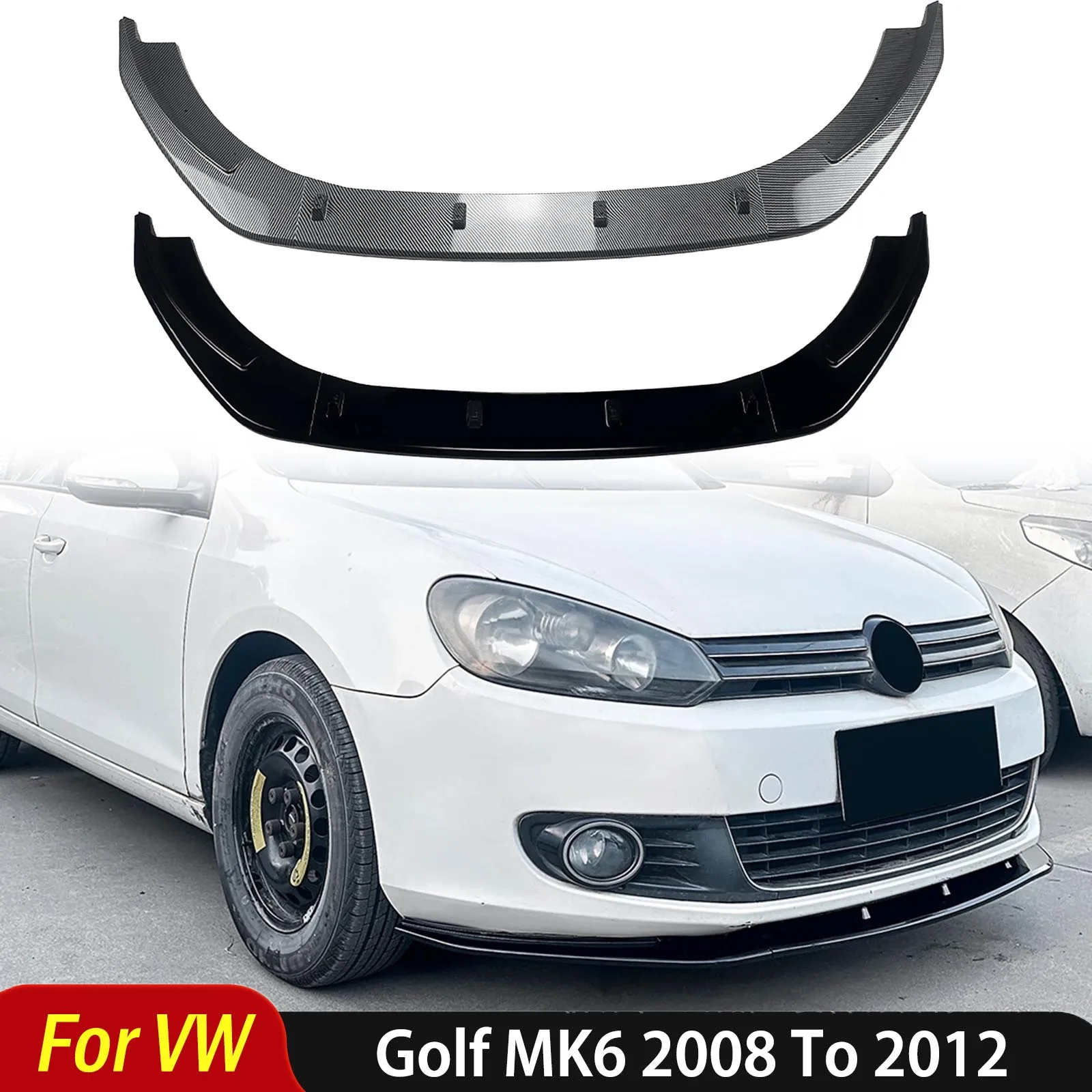 

For Volkswagen VW Golf MK6 2008 2009 2010 2011 2012 Base Version 3PCS Car Front Bumper Trim Spoiler Lip Splitter Car Accessories