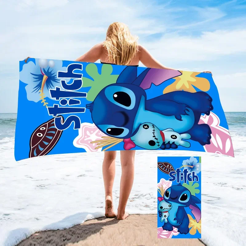  3D Print Prink Stitch Lilo Angle Bath Towels Microfiber Beach Swimming Towel Decor for Adults Kids Gift 75x150cm