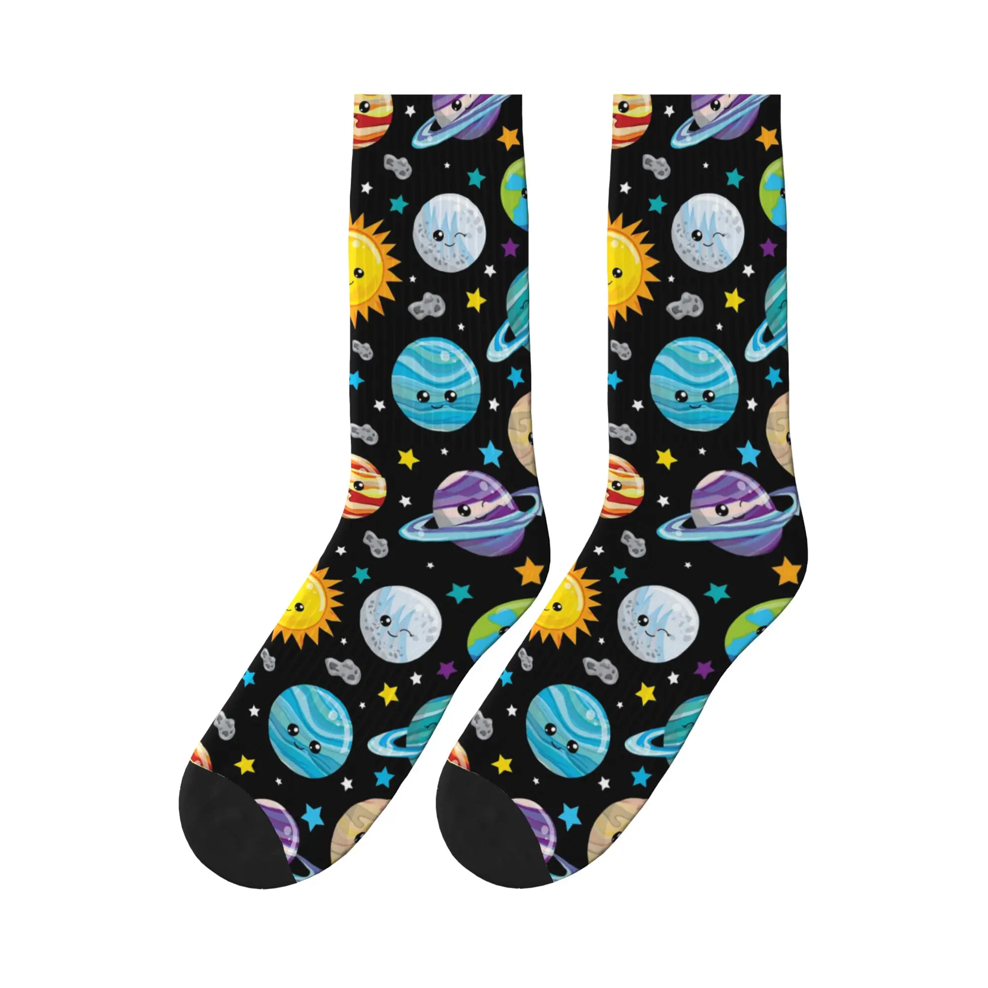 

Kawaii Planets Cute solar system Sports Socks Super Soft Stockings All Season Long Socks for Unisex Birthday Present