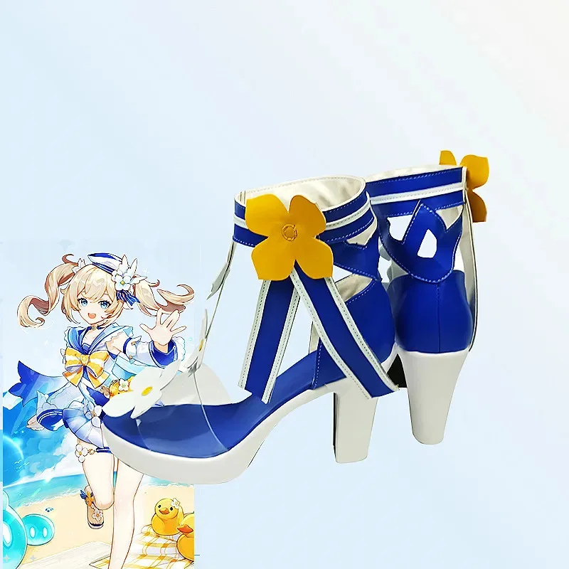 新しいゲームアニメ原神インパクト夏合成バーバラコスプレサンダルサイズ革ロールプレイ靴