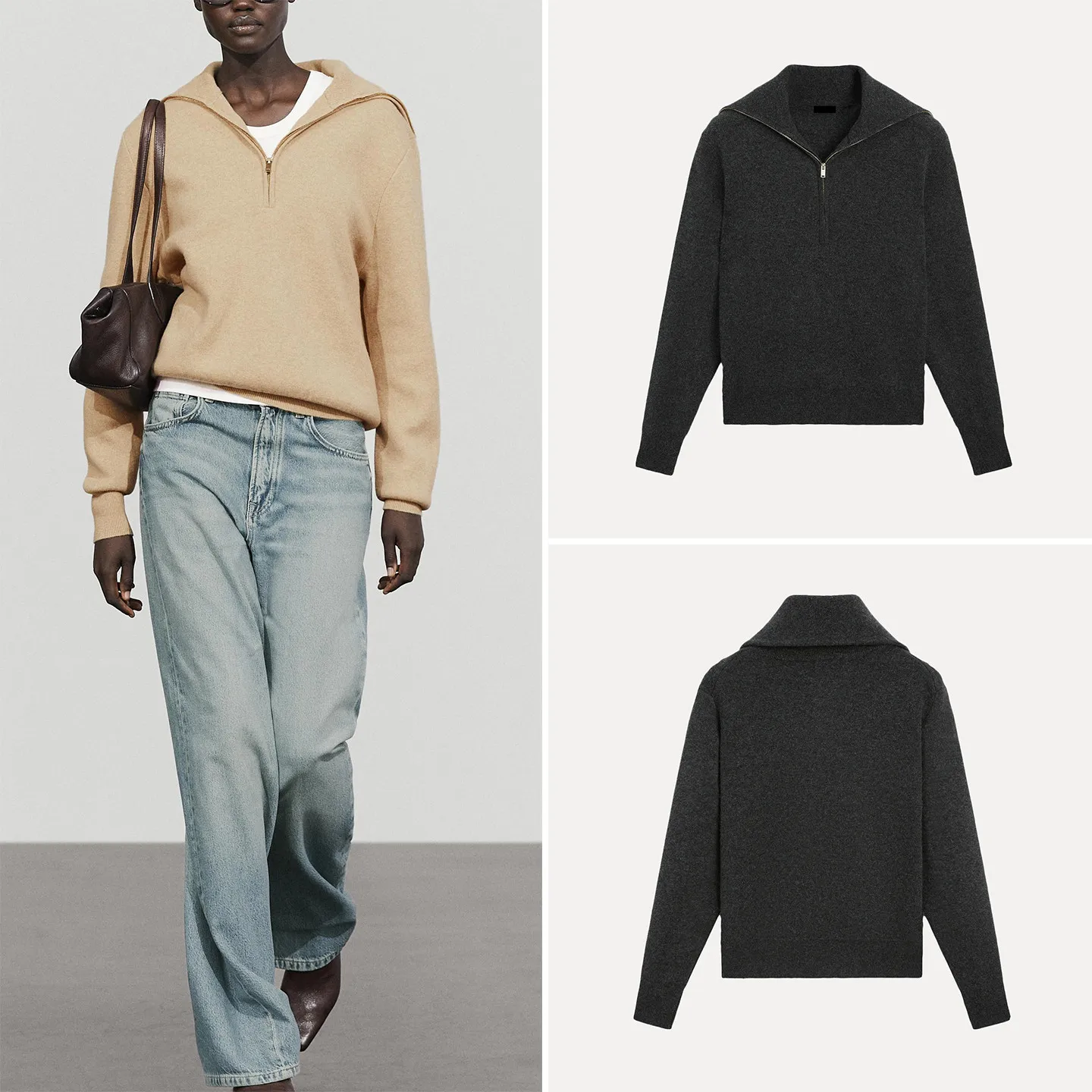 Women's Knitted Long Sleeve Zipper Collar Simple Style Autumn Fashion 2026 ZADATA Brand Crew Neck Pullover Top