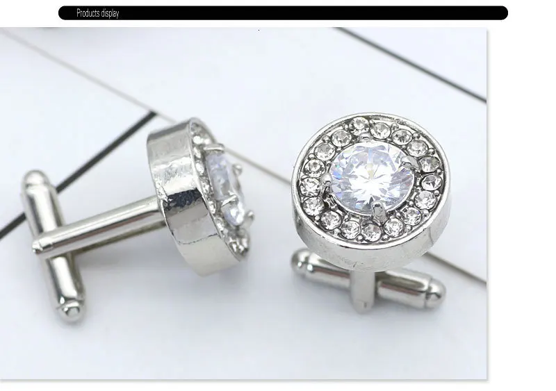 Zarter Schmuck Herren-Manschettenknöpfe, Emaille-Kristall, rund, für Hochzeit, Party, Manschettenknopf, französisches Hemd, Manschettenknöpfe, Geschenk für Freunde, 2023 – Detail 4