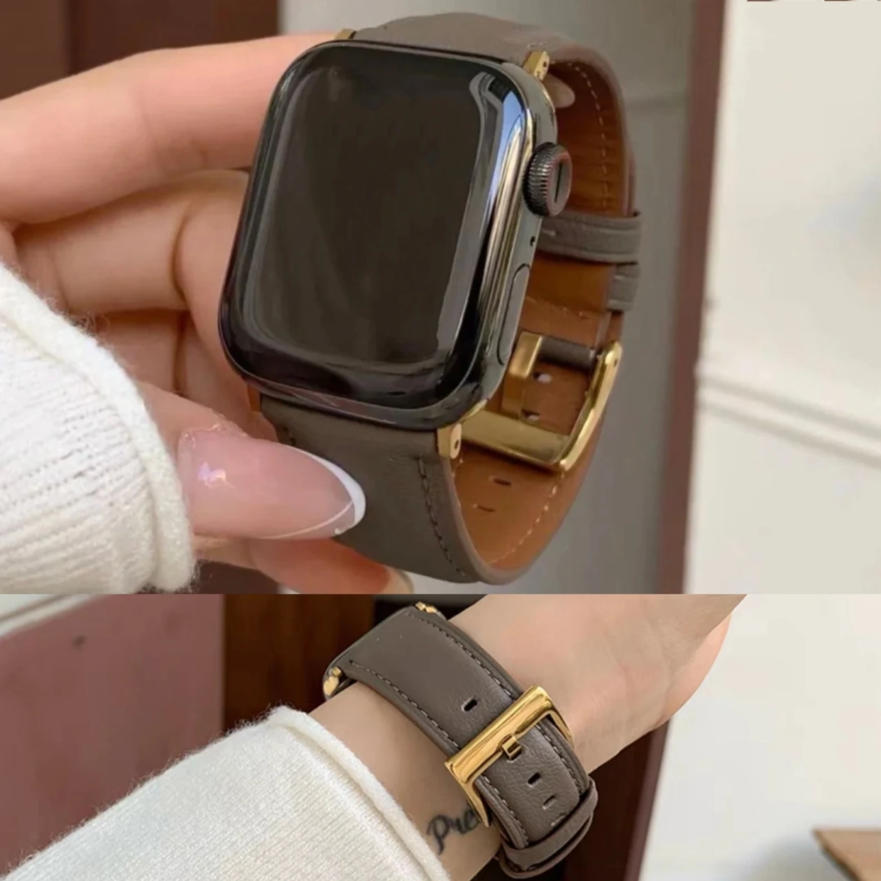 Leather loop Correa For Apple Watch band women Series 10/9/8/7/6/5/4/3/2/1 SE 38mm 40mm 41mm 42mm 44mm 45mm 46mm 49mm Strap