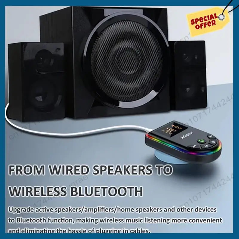 -A15I Trasmettitore Ricevitore Bluetooth 5.3 Display a LED Riproduzione di schede TF RCA Adattatore audio HIFI AUX da 3,5 mm per cuffie TV per PC per auto