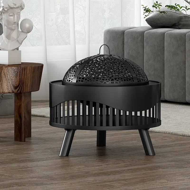 Indoor Outdoor Charcoal Grill Stove Portable Carbon Steel BBQ Table Firewood Heating Stove for Garden Household Camping