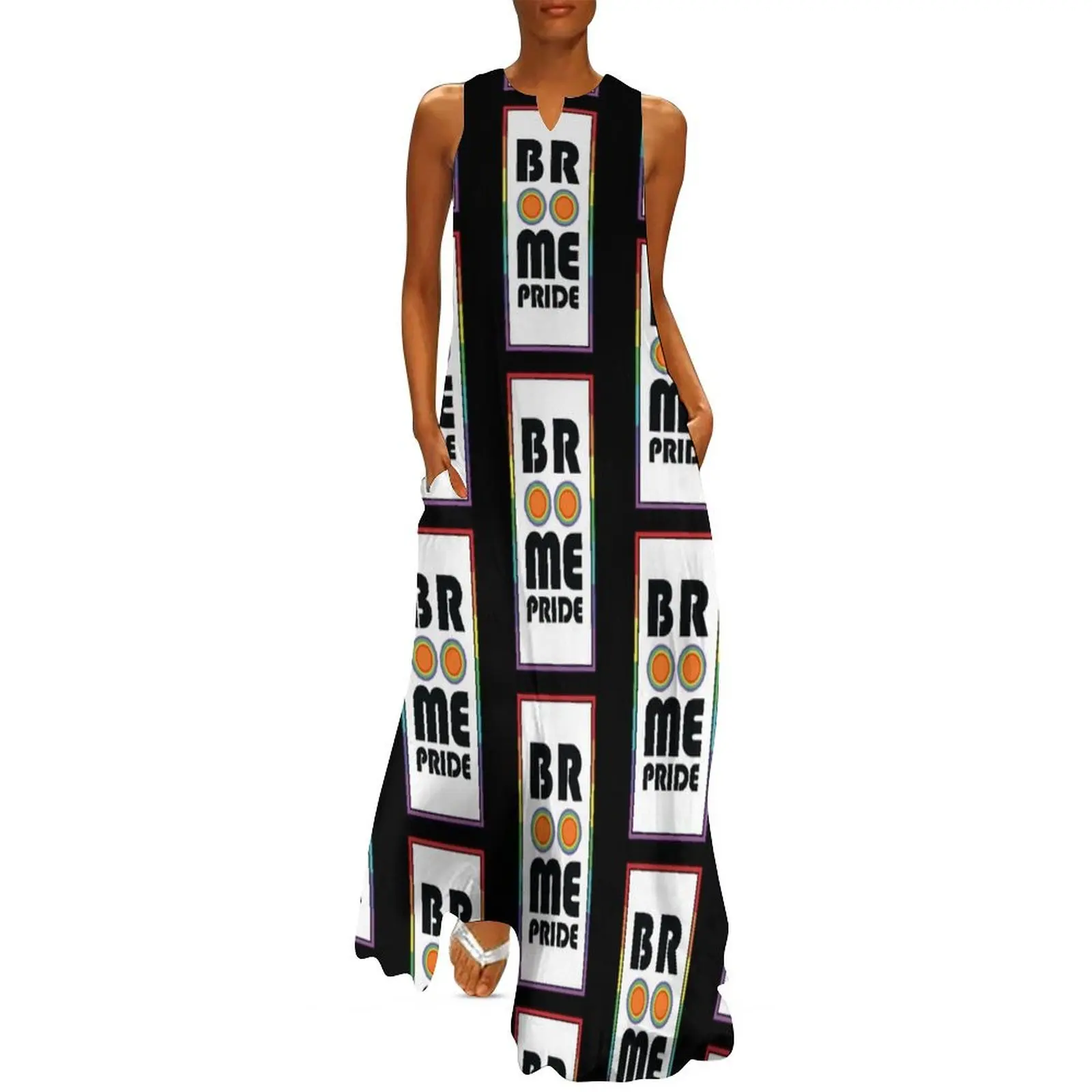 Broome Pride – Rainbow rectangle Long Dress elegant dress Woman clothing luxury dresses