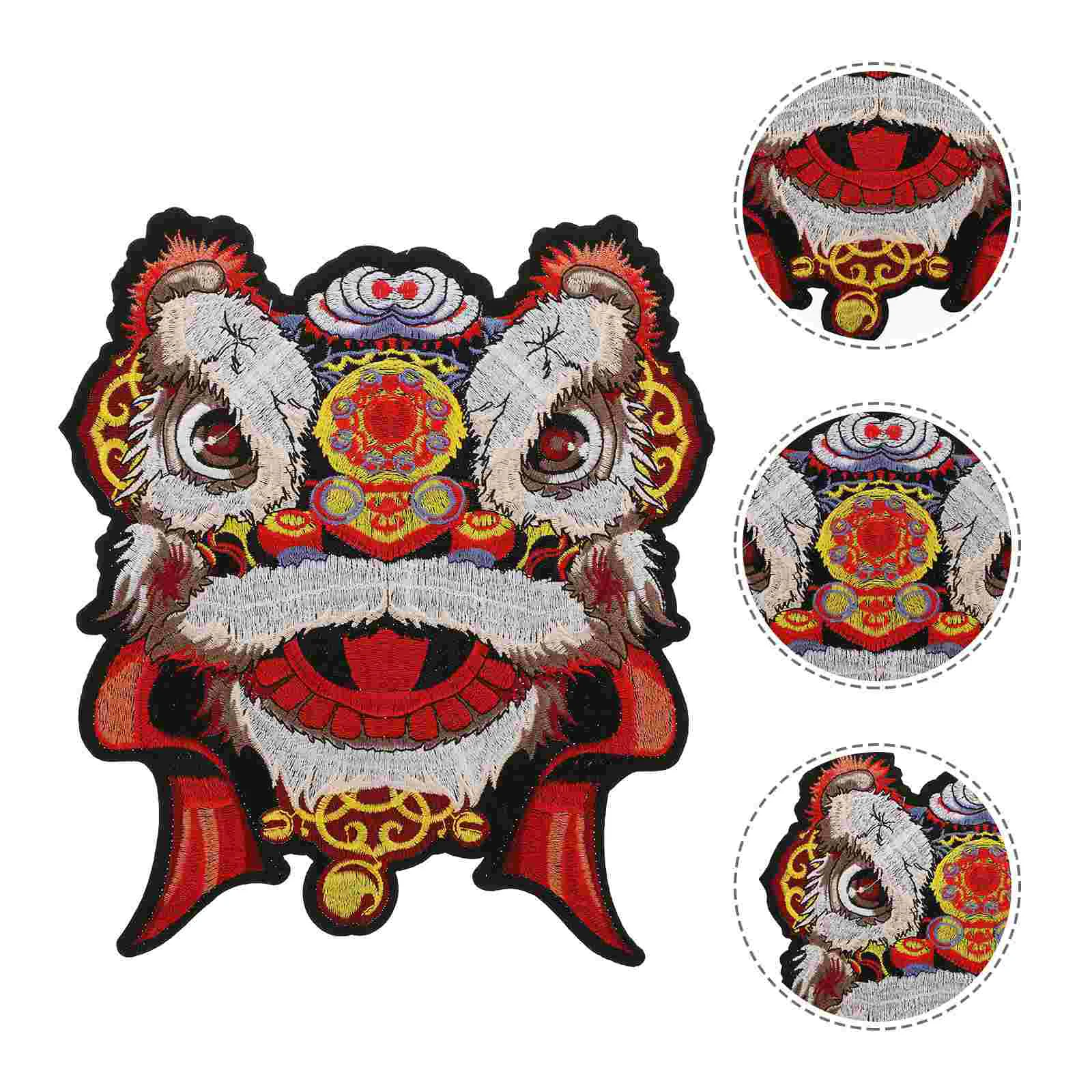 2 Pcs Animals Lion Dance Embroidered Cloth Patch Sew Patches Applique Badge Sewing Embroidery