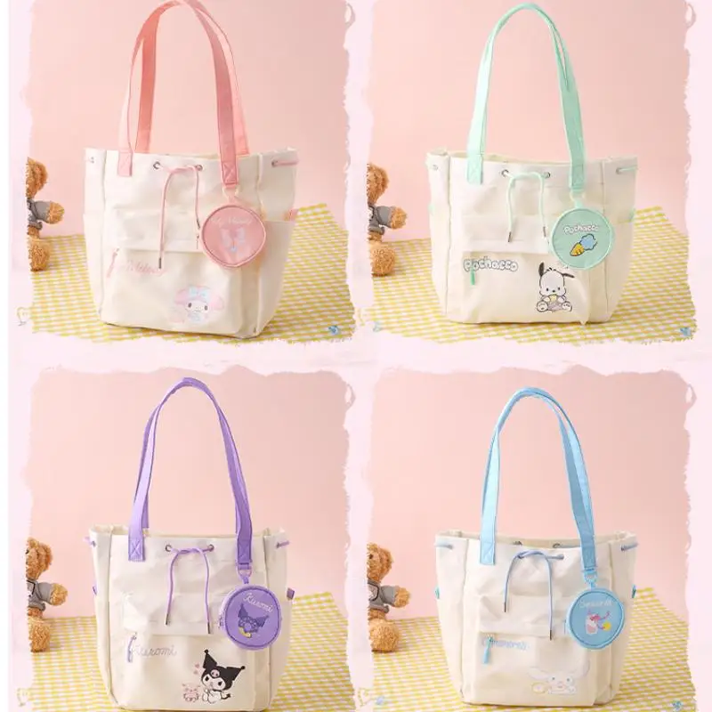 لطيف الكرتون سانريوس مرحبا كيتي كورومي بلدي ميلودي حمل حقيبة رسم حبل عملة المحفظة خفيفة الوزن حقيبة كتف الأزياء هدية #2