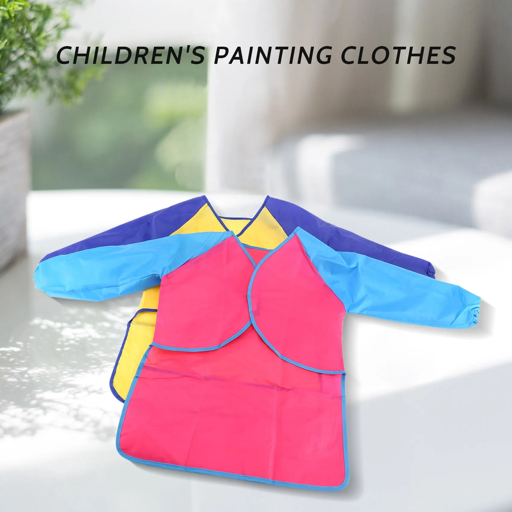 

YSUN-Pack Of 2 Kids Art Smocks, Children Waterproof Artist Painting Aprons Long Sleeve With 3 Pockets For Age 2-6 Years