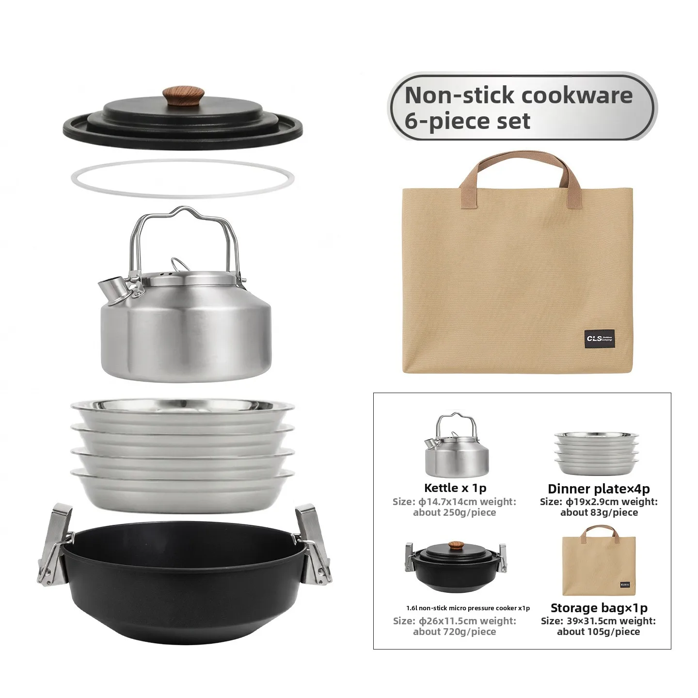 Neues 6-teiliges/9-teiliges Outdoor-Kochset, Campingtopf, tragbarer Topf für 4-5 Personen, Haushalts-Antihaftpfanne, Mikrodrucktopf-Set