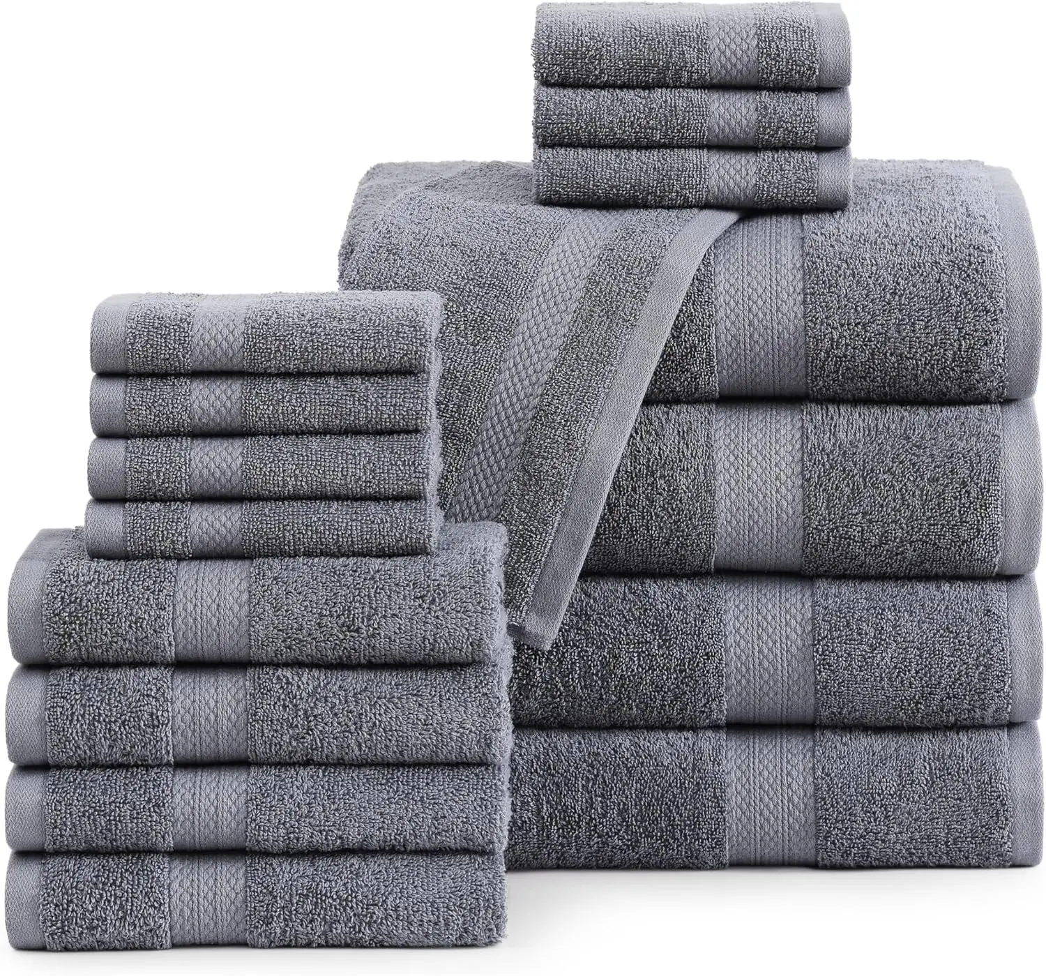 

100% Cotton Luxury Bath Towel Set - 16 Pieces, Super Soft & Highly Absorbent for Bathroom Spa Experience
