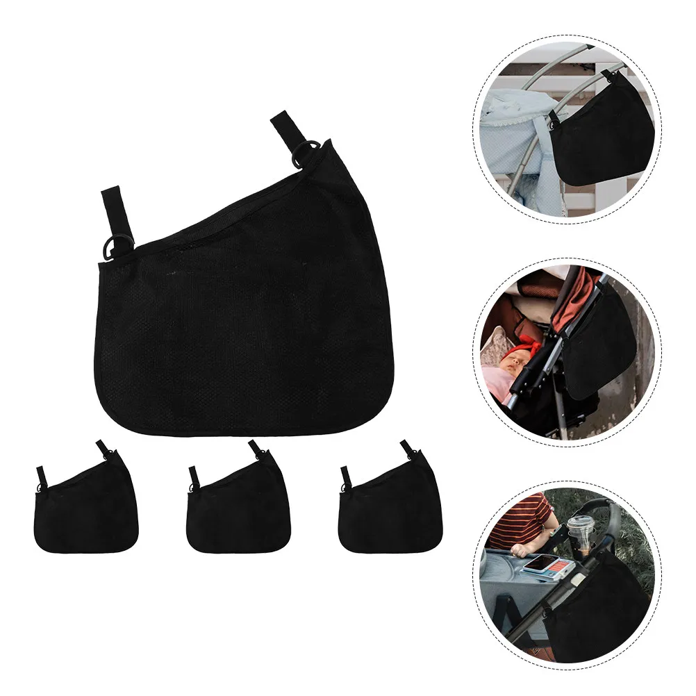 

4Pcs Baby Stroller Hanging Bags Portable Mesh Storage Organizer Side Sling Net Bag Multipurpose Stroller Storage Bag for Travel