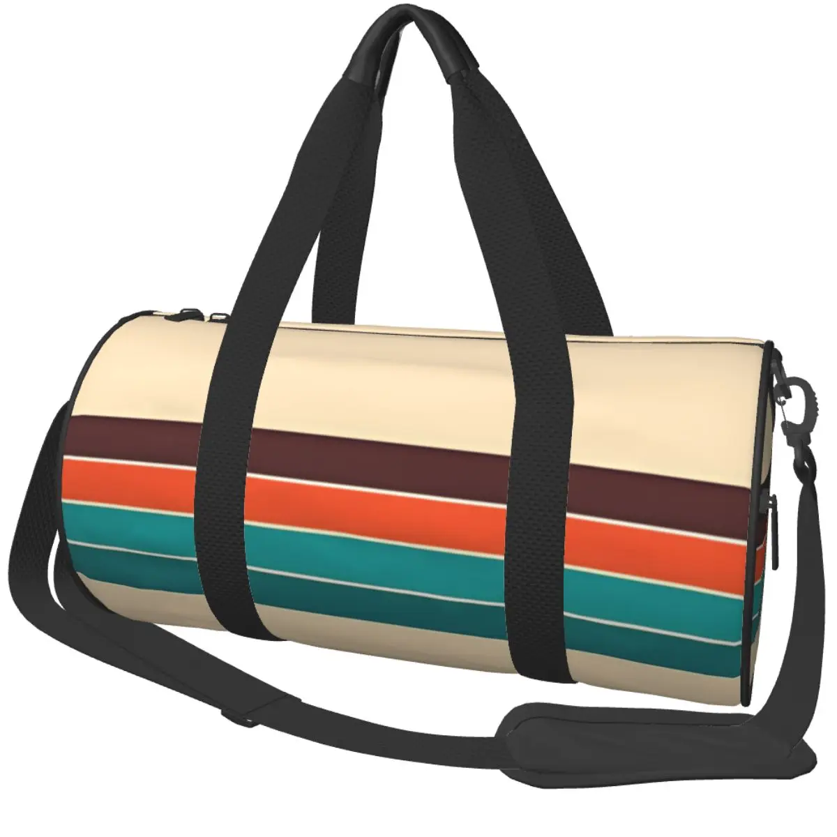 

Винтажная ретро-спортивная сумка в полоску в насыщенных землистых тонах, мужская, для путешествий, тренировок, с отделением для обуви, оригинальная сумка для фитнеса