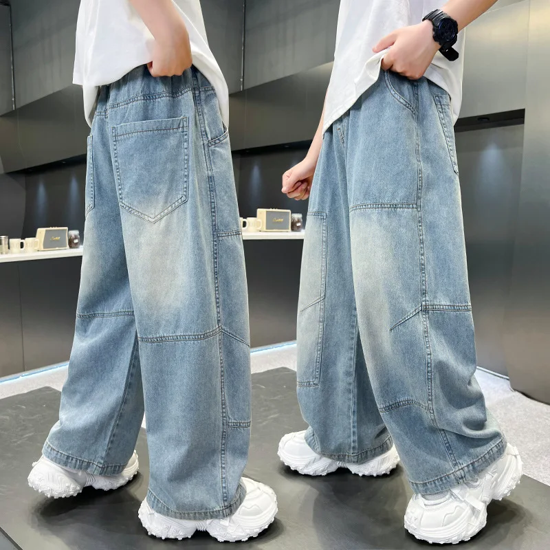 

Детские тонкие прямые брюки, детские летние свободные широкие джинсовые брюки, крутые джинсы для мальчиков, новинка лета 209, подростковые