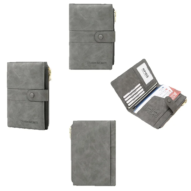 Étui de voyage multifonctionnel pour passeport avec fermeture éclair et boucle antivol, nouvelle couverture RFID et porte-documents._voghion.com