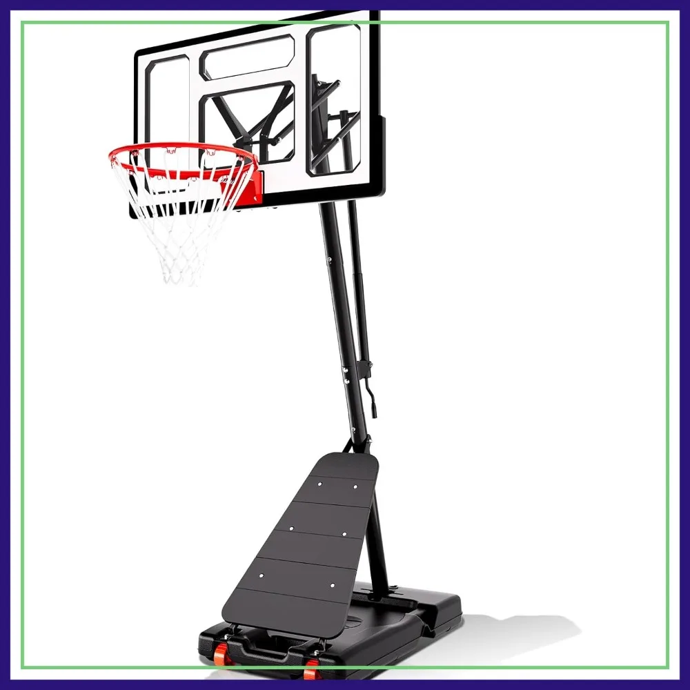 

40/44/48 Inch Basketball Hoop Outdoor, Height Adjustable 5.3-10FT, Portable with Wheels for Adults