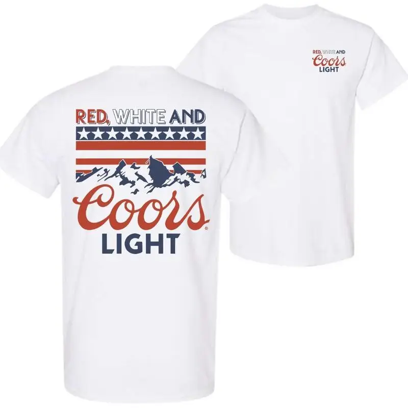 

Coors Light Red, White, and Blue Design, Casual Wear T-Shirt, Patriotic and Bold Style, Unisex Shirt for Man and Women